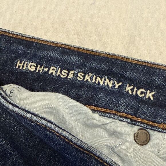 American Eagle High Rise Skinny Kick Flare Jeans Blue Sz 14R Next Level Stretch - Picture 8 of 8